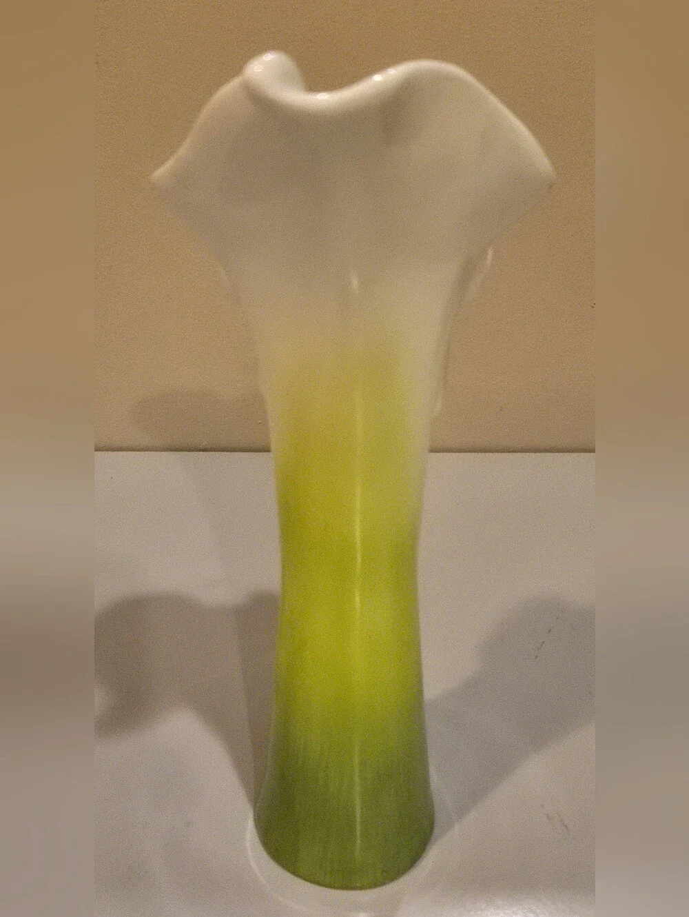 White and Lime Green Calla Lily Porcelain Bud Vase